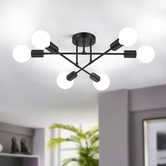 Lámpara de Techo Industrial Astra de 6 Luces Negro CF3