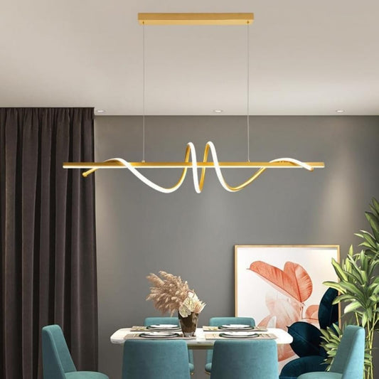 Lámpara colgante LED  iluminación de suspensión Moderno Lámpara con Luz con Control Remoto (Dorado-120cm)